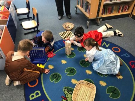 at the library