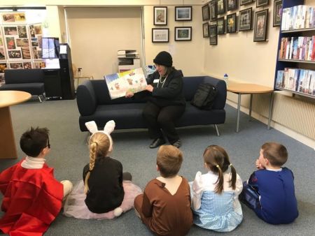 at the library